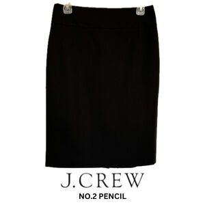 J.Crew No.2 Pencil Skirt in Stretch Cotton Blend Black Size 4 (fits like Size 6)